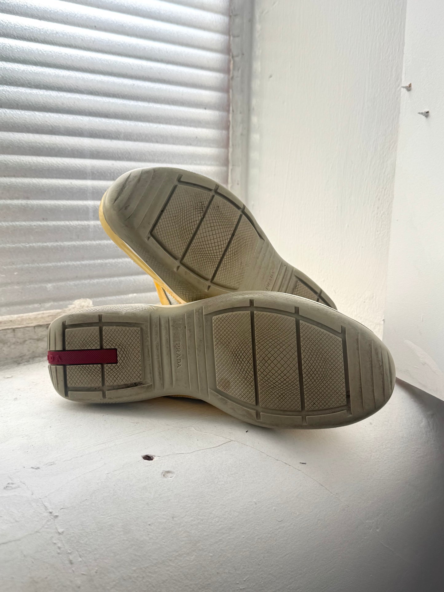 '00s Prada Americas Cup Patent Yellow Sneaker (UK 7.5)