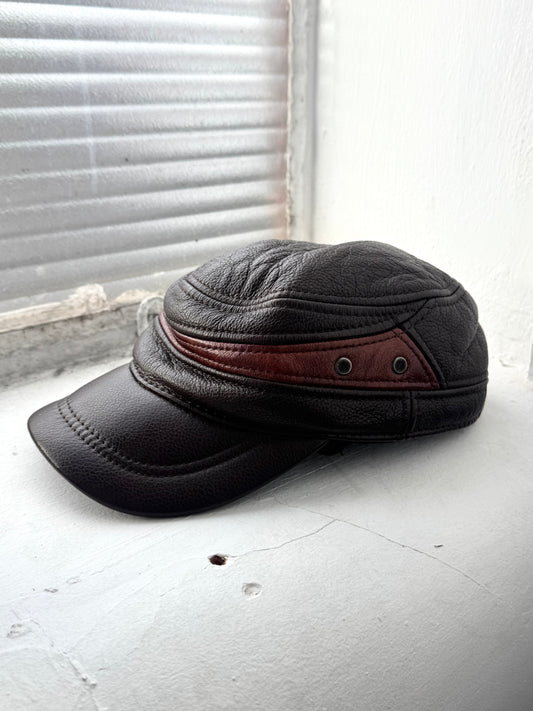 '80s Full Grain Leather Bakers Cap