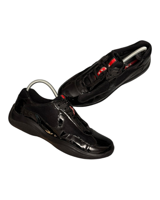 00s Prada Americas Cup Patent Black Sneakers (UK 8)
